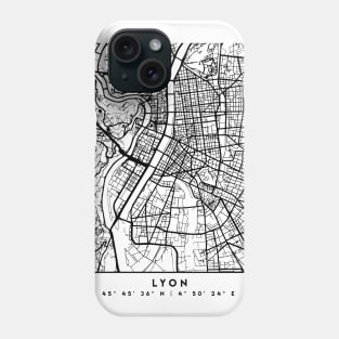 LYON FRANCE BLACK CITY STREET MAP ART Phone Case