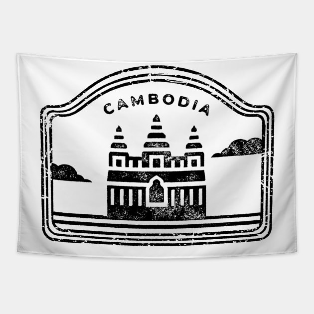Cambodia - Black print Tapestry by CuteBotss