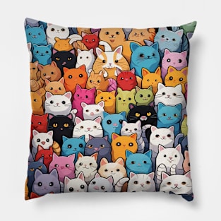 Furry Cuteness: 101 Kawaii Cats in Pastel Paradise Pillow