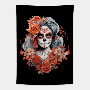 Skull Girl - Halloween Design Tapestry