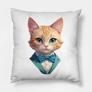 Fancy Cat with Bowtie no.7 Pillow