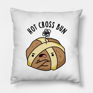 Hot Cross Bun Cute Angry Bun Pun Pillow