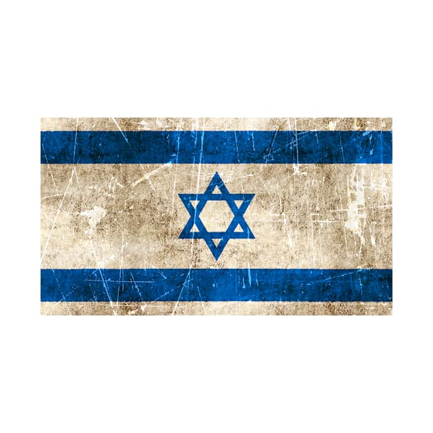 Vintage Aged and Scratched Israeli Flag by jeffbartels