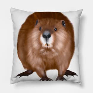 Cute Beaver Drawing Pillow