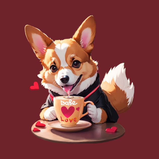 Cute Corgi fall in love by Mariia Tsymbala