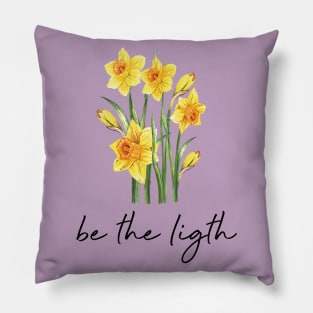 Be the light yellow narcissus in watercolor Pillow