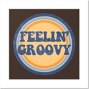 Feel the groove‚ slogan poster, Fun, groovy, retro style design