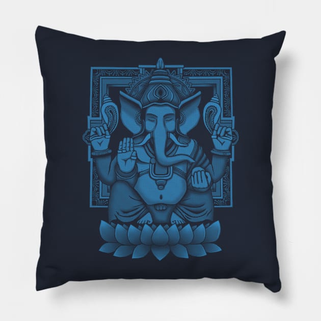 Blue Ganesh Halftone Pillow by GAz