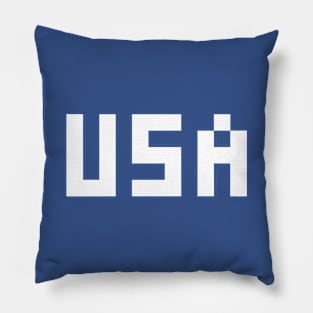 Pixel USA White Letters Blue Pillow