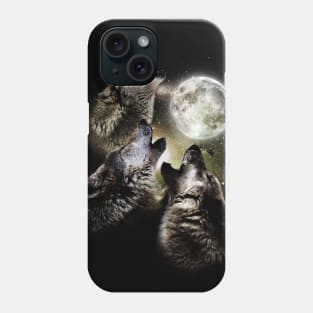 Three wolves howling at the moon Phone Case