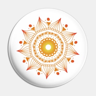 Red Orange Sun Mandala Pin