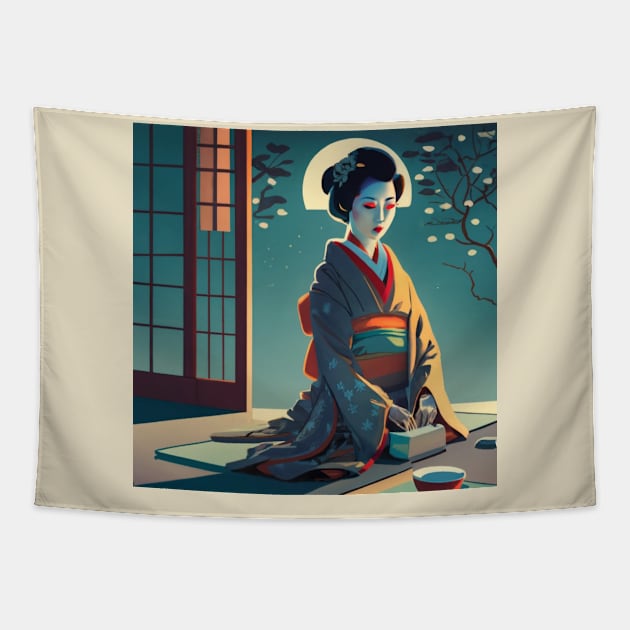 Ukiyo-e Japanese kimono girl Tapestry by Japanese Fever