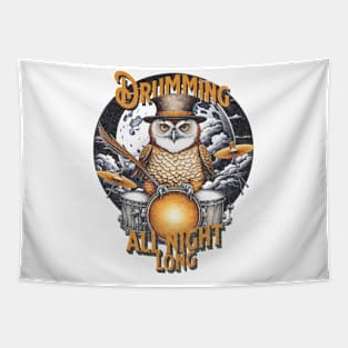 Drumming Owl Tapestry