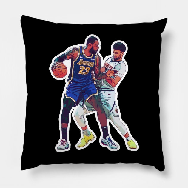 James vs Murray Pillow by Playful Creatives