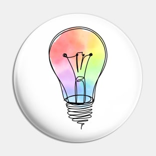 Rainbow Lightbulb watercolor gradient line drawing Pin