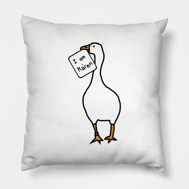 Goose Gamer with Stolen Karen Meme Sign Pillow by ellenhenryart