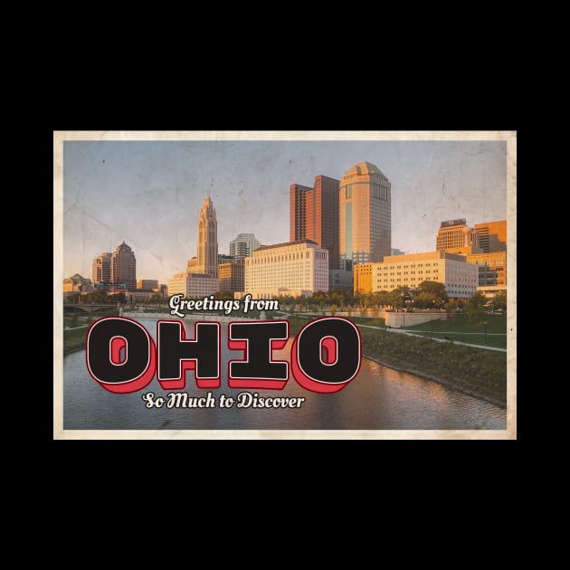 Greetings from Ohio - Vintage Travel Postcard Design by fromthereco