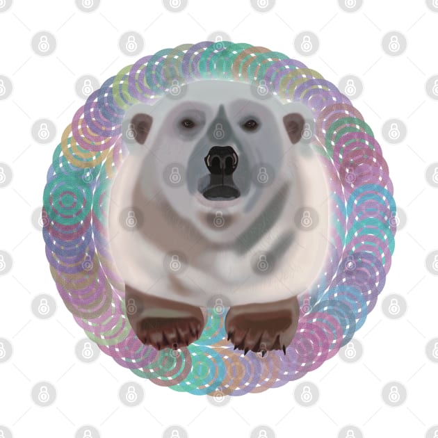 Polar Bear on rainbow circular pattern by KateVanFloof