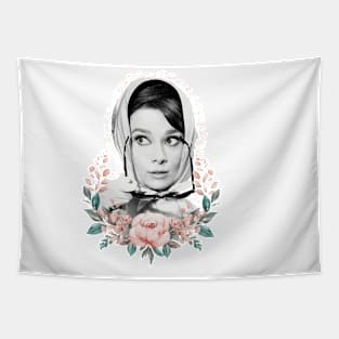 Audrey Hepburn T-Shirt Sticker Flowers Illustration Hoodie Notebook T-Shirt Tapestry