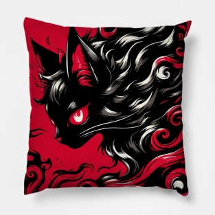 Cute Abstract Art Black Cat Demon Pillow