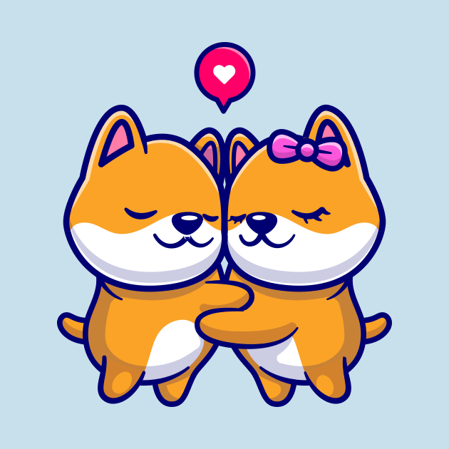 Cute Shiba Inu Couple Hugging Cartoon by Catalyst Labs