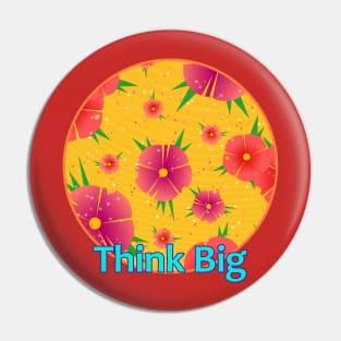 Circle Abstract Pink Flowers On Yellow Background Pin