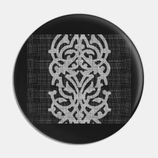 black linen with white damask Pin