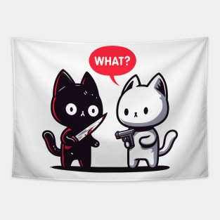 Cat what? Murderous Black and White Cat Tapestry