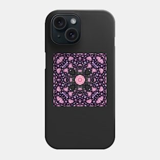 Crystal Hearts and Flowers Valentines Kaleidoscope pattern (Seamless) 14 Phone Case