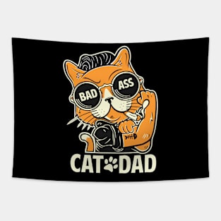 Cool Bad Ass Cat Dad Funny T-shirt for cat lovers Tapestry