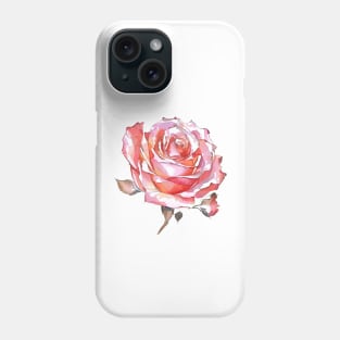 Romantic Blush Pink Hues Isolated Rose Blossom Watercolor Rose Art Phone Case