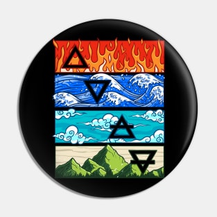 Fire Water Air Earth Four Greek Nature Lover 4 Elements Gift Pin