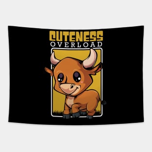 Bull - Cuteness Overload - Cute Kawaii Cow Tapestry