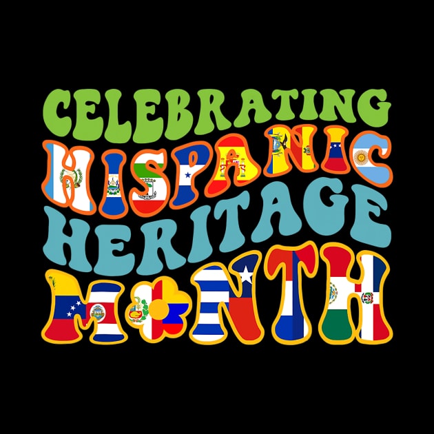 Hispanic Heritage Month Latino Countries Flags Groovy by Eleam Junie