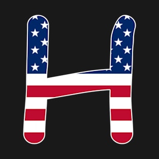 Letter H Capital Alphabet H American Flag T-Shirt