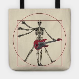 Vitruvian Skeleton Da Vinci Playing Electric Guitar Player and Skeleton Lover Design Tote