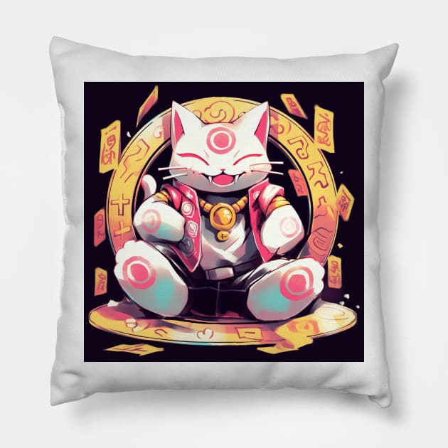 Coin Lucky Fairy Cat Pillow by 2088DesignLab