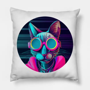 Cyberpunk cat Pillow