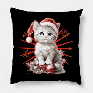 kawaii christmas cat Pillow