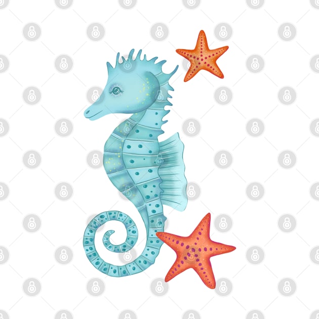 Sea Horse and Sea Stars by CalliLetters