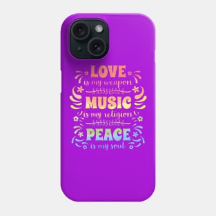 Hippie T-Shirt: Love, Music & Peace Phone Case