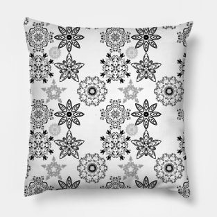 Black and White Floral Pattern Pillow