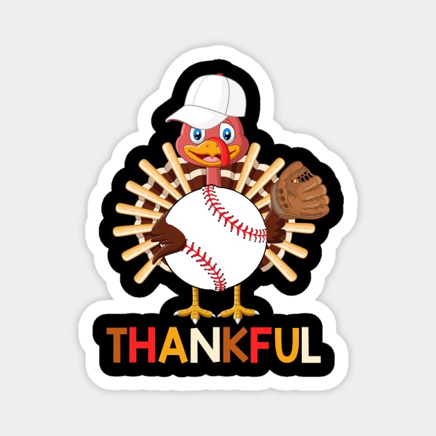 Turkey With Baseball Thankful Thanksgiving Christmas Gift Magnet by mazurprop