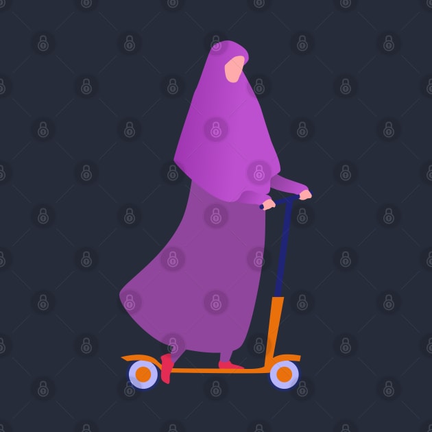 Muslim woman on scooter by Ronin