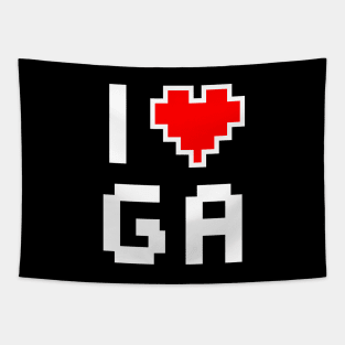 I Love GA - Pixel heart for Georgia gamer Tapestry