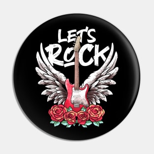 Lets Rock rock&roll Rock On Music Vintage Retro Rock Concert Pin