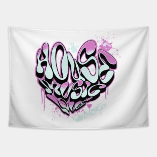 HOUSE MUSIC - Graffiti Love Heart (Pink) Tapestry