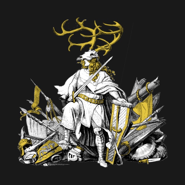 Stag Knight Deer Skull - Gold by ballhard