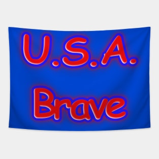 U.S.A. Brave Red White Blue Patriotic Tapestry