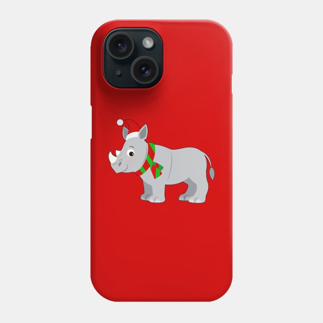 Cute Rhino Dressed for the Holidays Phone Case by PenguinCornerStore